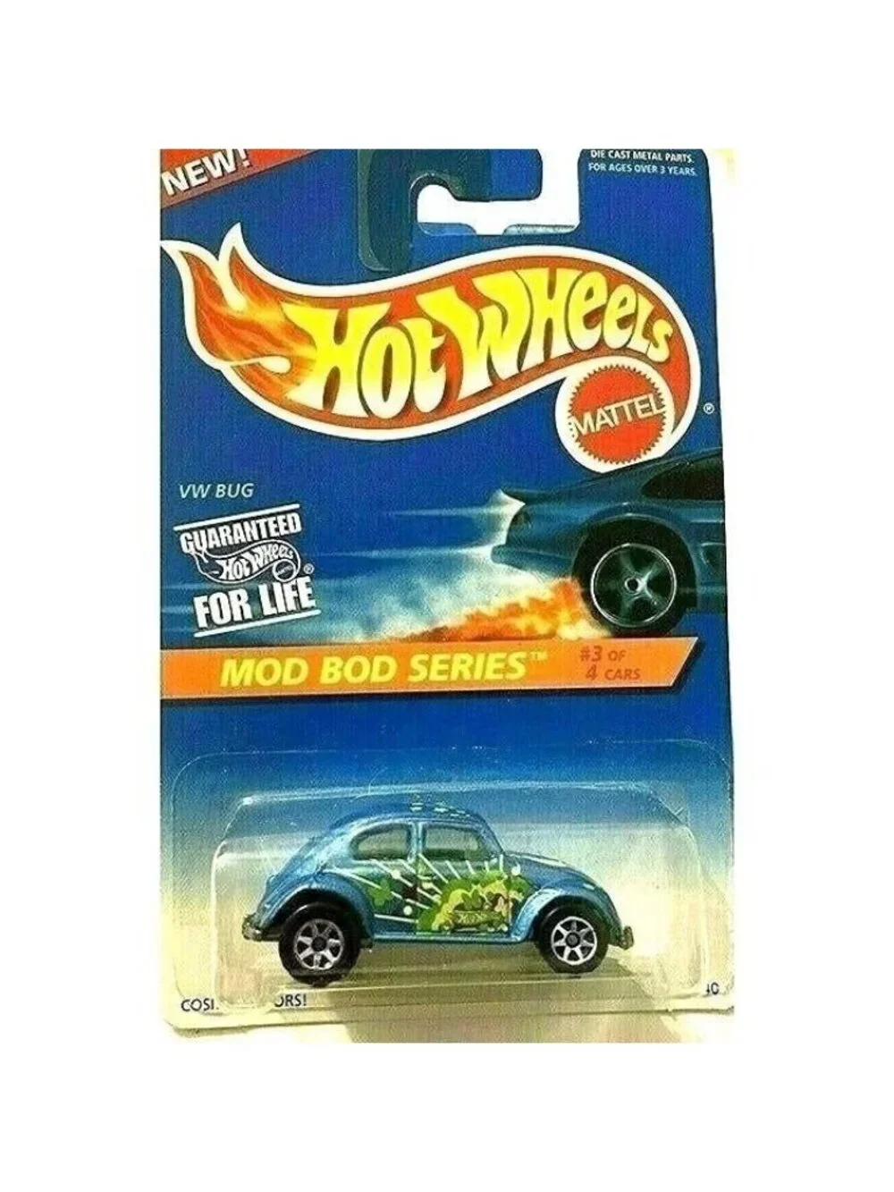 Vintage Die Cast Hot Wheels 1995 VW Bug MOD BOD SERIES Metal Car 3/4 398 15240